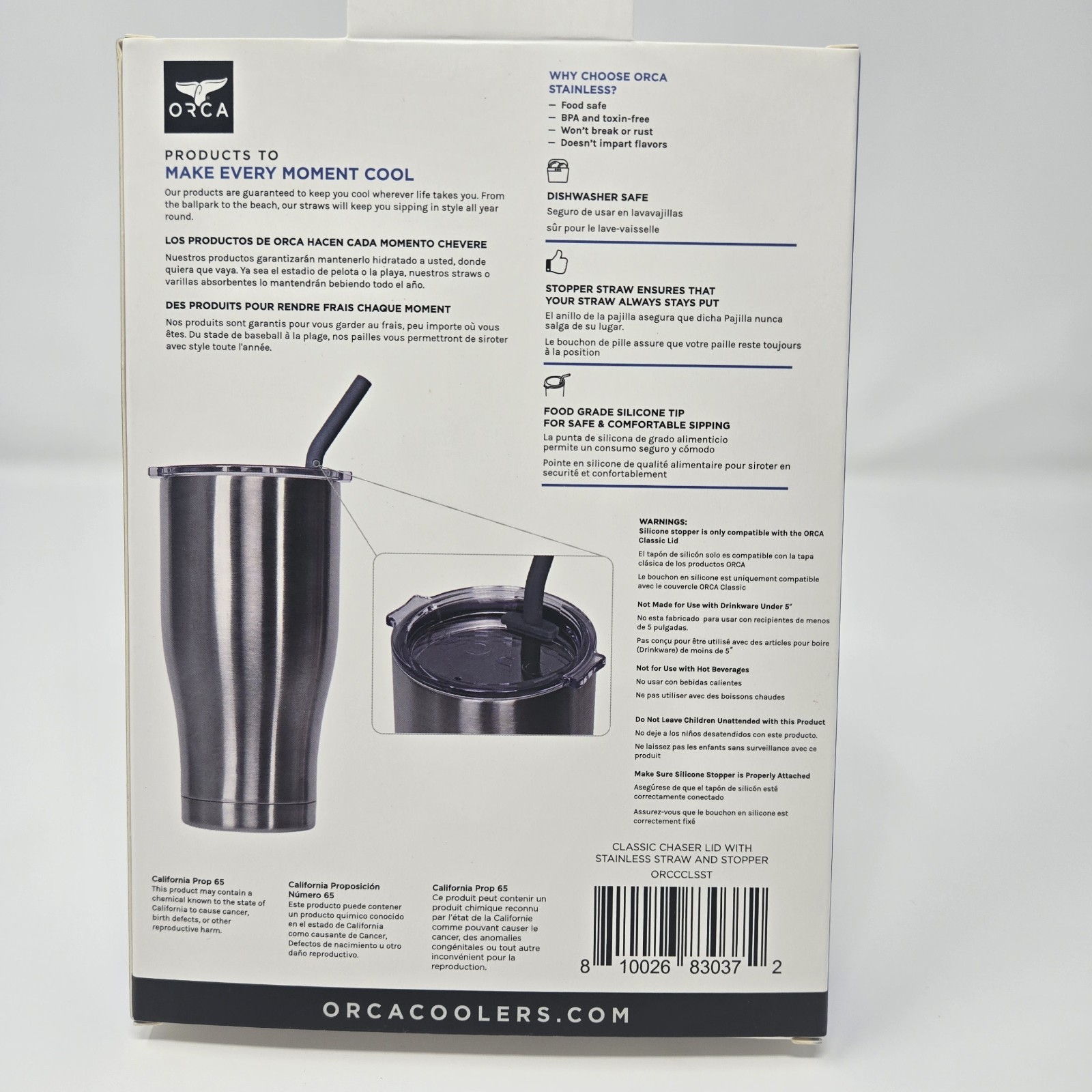 ORCA Chaser 27oz Lid Stainless Steel Straw Stopper - fits 27oz Chaser ONLY. gallery