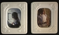 Vintage White Ceramic Frames Pair 2×3 photo desktop portrait or landscape NEW