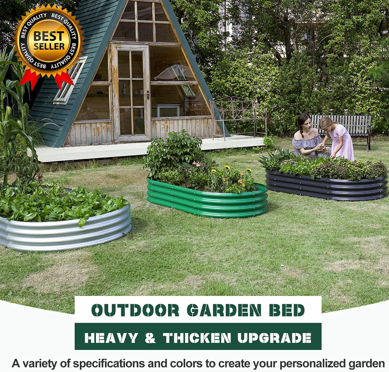 Galvanized Raised Garden Bed Kit, Galvanized Planter Garden Boxes Outdoor, Oval gallery
