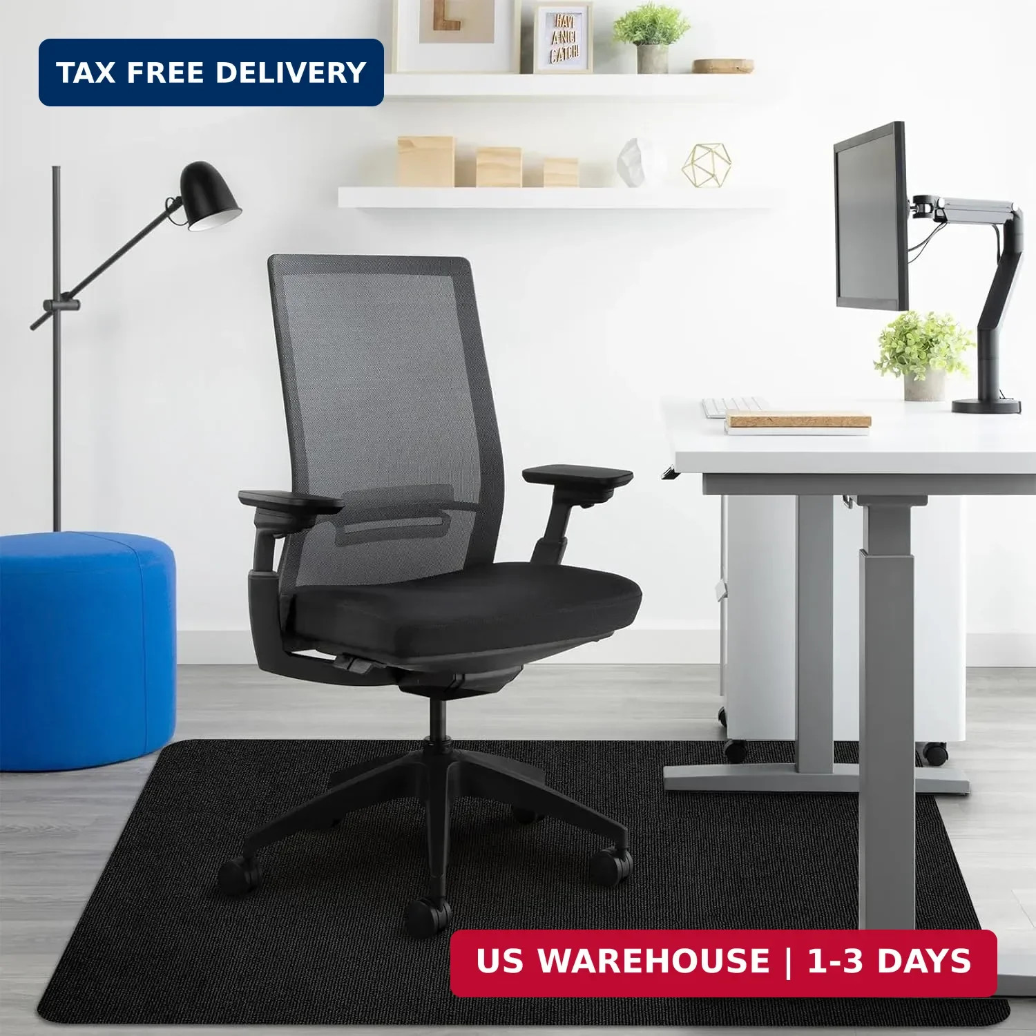 Black Office Chair Mat, Durable Desk Chair Mats for Hardwood Floor & Tiles, Unde gallery