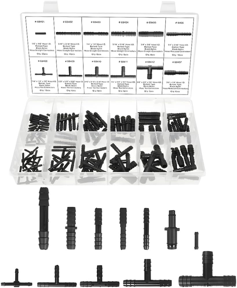Car Vacuum Line Connector Kit Heat Resistant Reducer Vehicle Universal Fit 113PC gallery