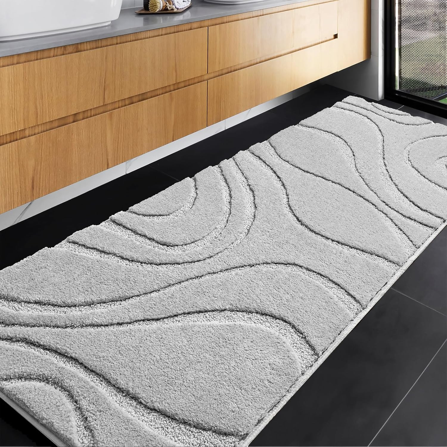 Bathroom Rugs Mat Runner 24 X 60 Inch, Light Gray Bath Rugs Extra Long Non-Slip gallery