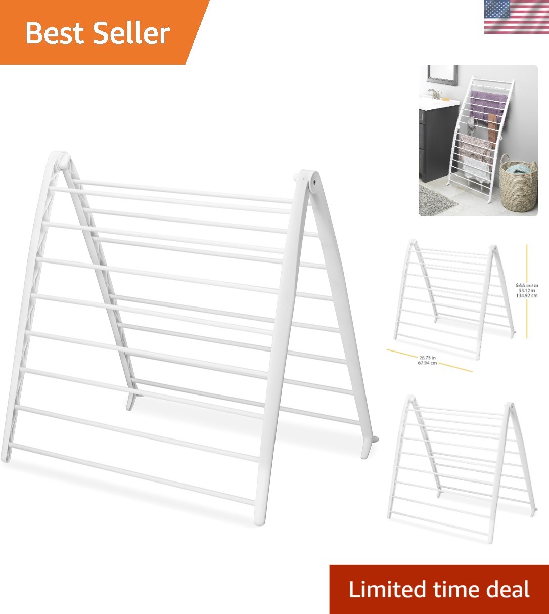 Whitmor Spacemaker Folding Drying Rack - Space-Saving Indoor Laundry Solution gallery