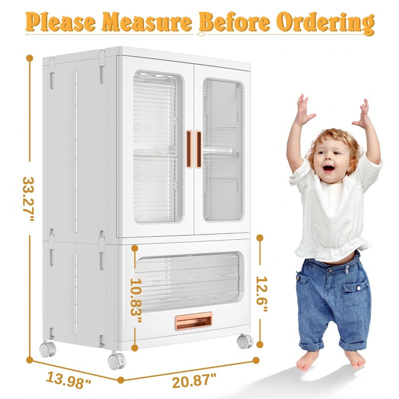 Rolling Plastic Storage Cabinet with Doors Drawer and Adjustable Shelves Bedroom gallery