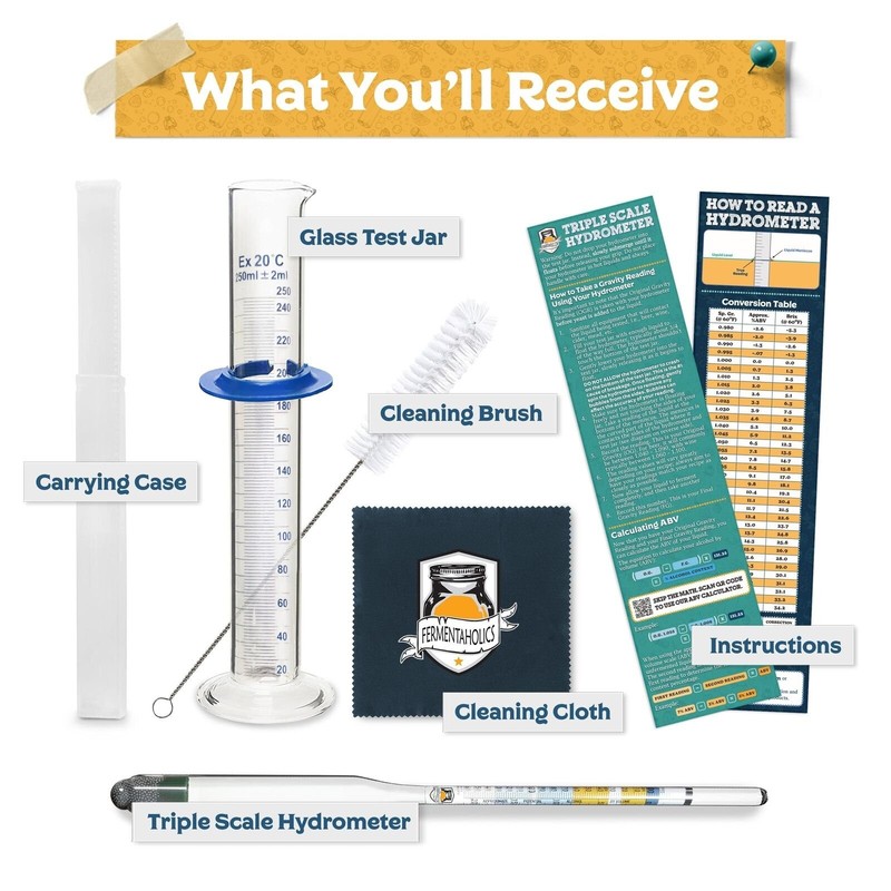 Fermentaholics Hydrometer Kit - Hydrometer and Glass Test Jar - Monitor ABV gallery