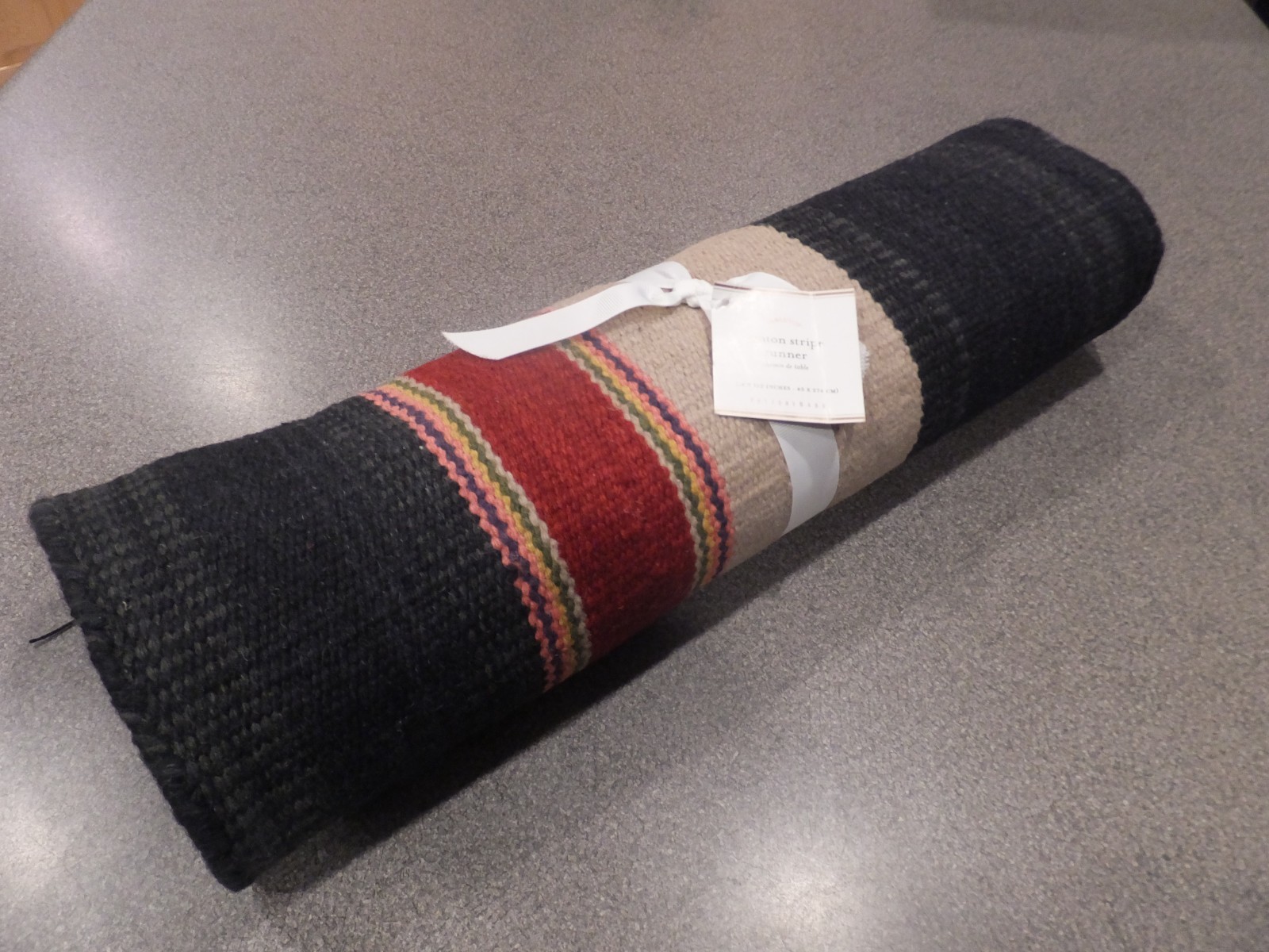 NEW RARE Pottery Barn Canton Stripe Kilim/Flatweave Table Runner gallery