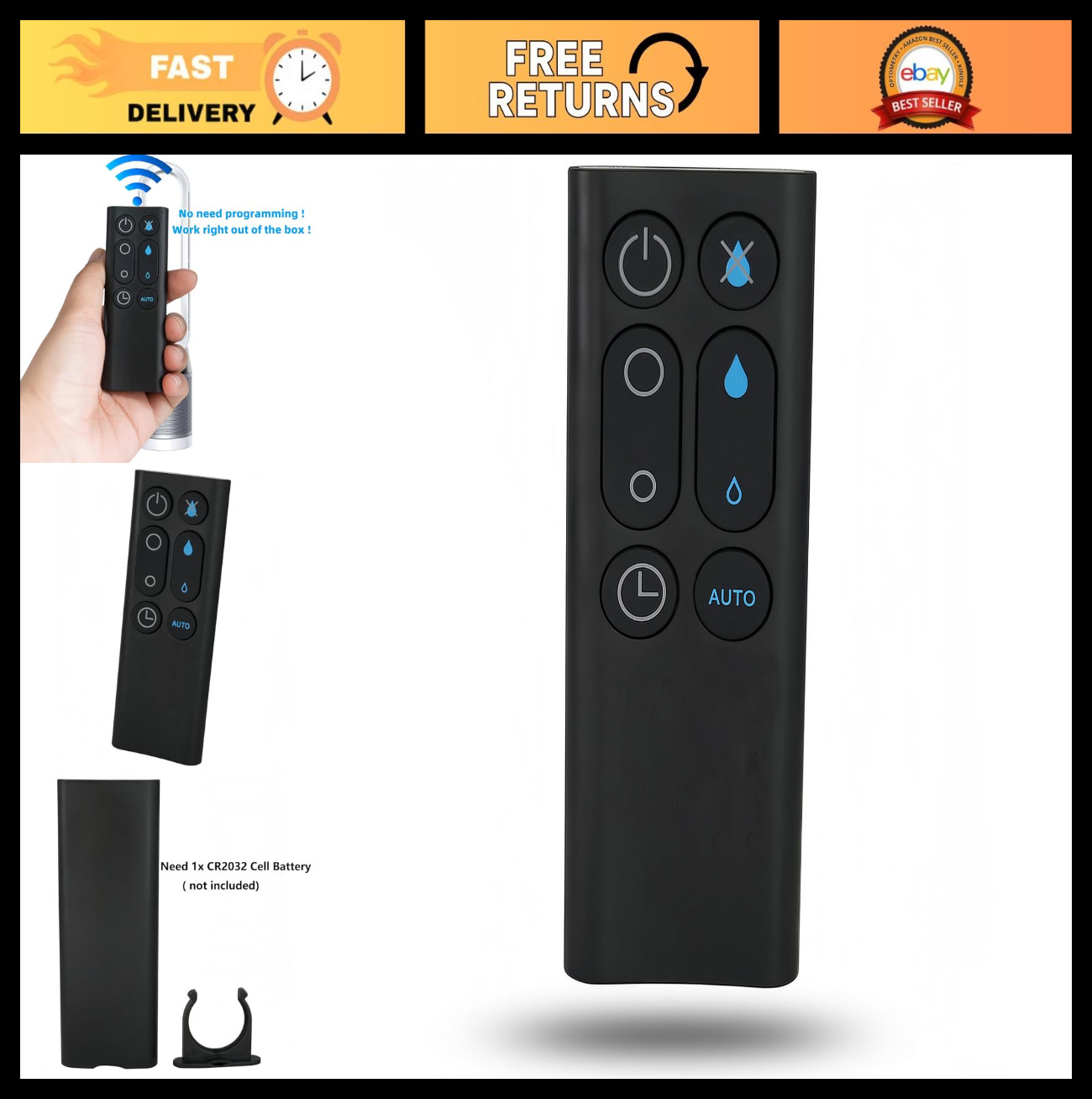 Replacement Remote Control for Dyson AM10 Fan Humidifier - Compatible, Black gallery