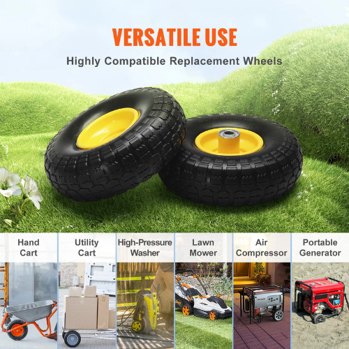 Solid PU Run-Flat Tire Wheel Flat Free Tubeless Tire 10" 2-Pack 180 - 400 lbs gallery