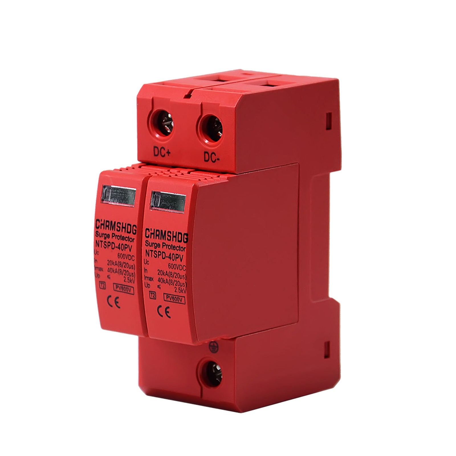 2P 40KA/60KA Voltage Surge Protector DC 600V/1000V Solar PV Lightning Arrester gallery