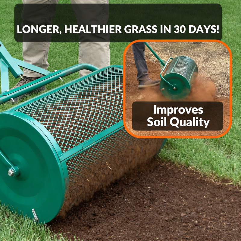 24In Compost and Peat Moss Spreader Roller Top Dressing Lawn and Garden Spreader gallery