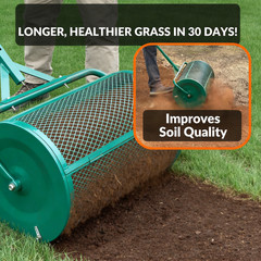 Compost and Peat Moss Spreader Roller 24In-Top Dressing Lawn and Garden Spreader