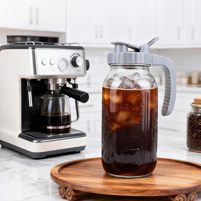 64 OZ Cold Brew Coffee Maker 2 Quart Mason Jar Glass Iced Tea Pitcher with Stain gallery
