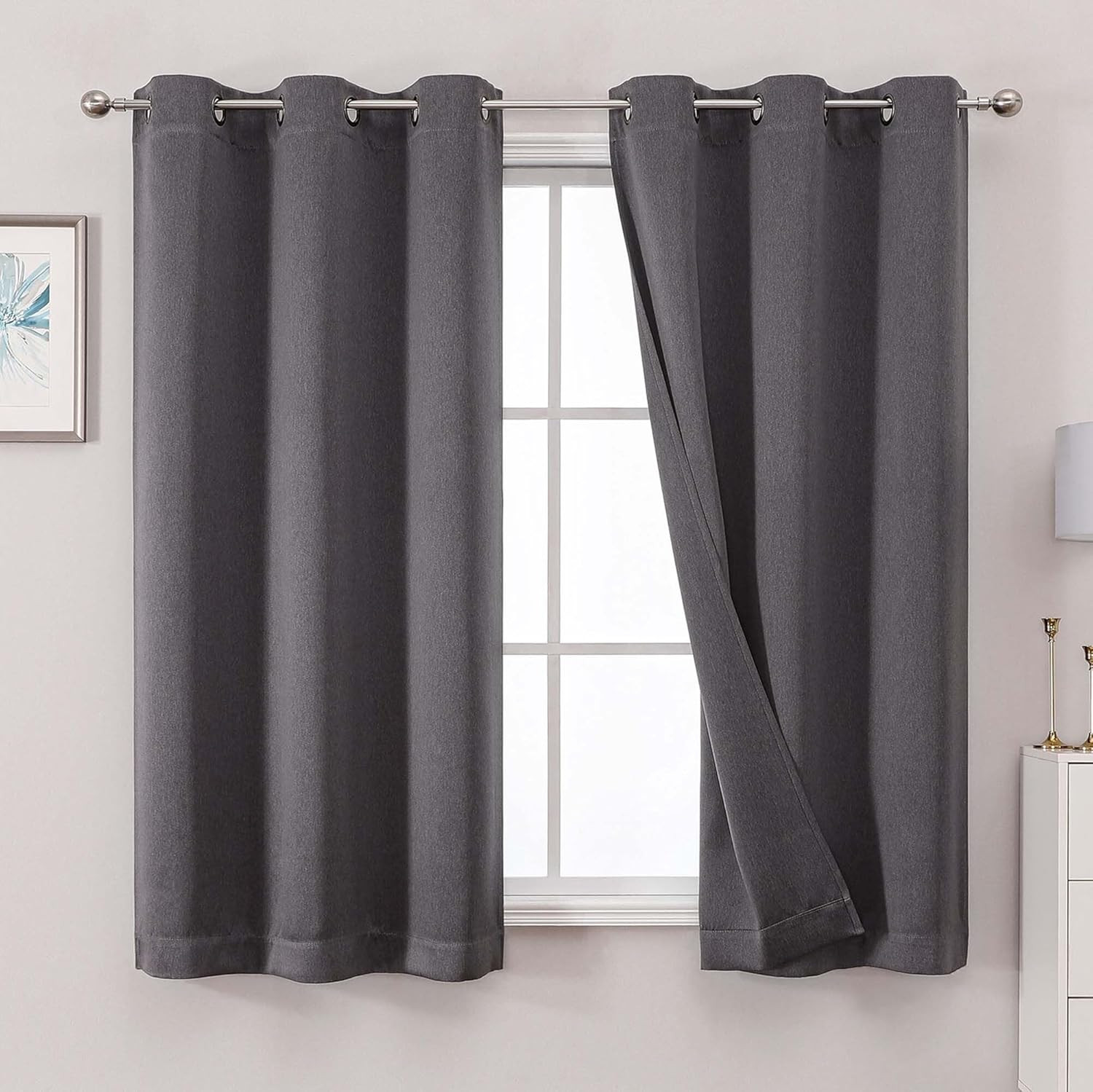 Blackout Curtains 63 Inch Length 2 Panels for Bedroom Living Room, Thermal Insul gallery