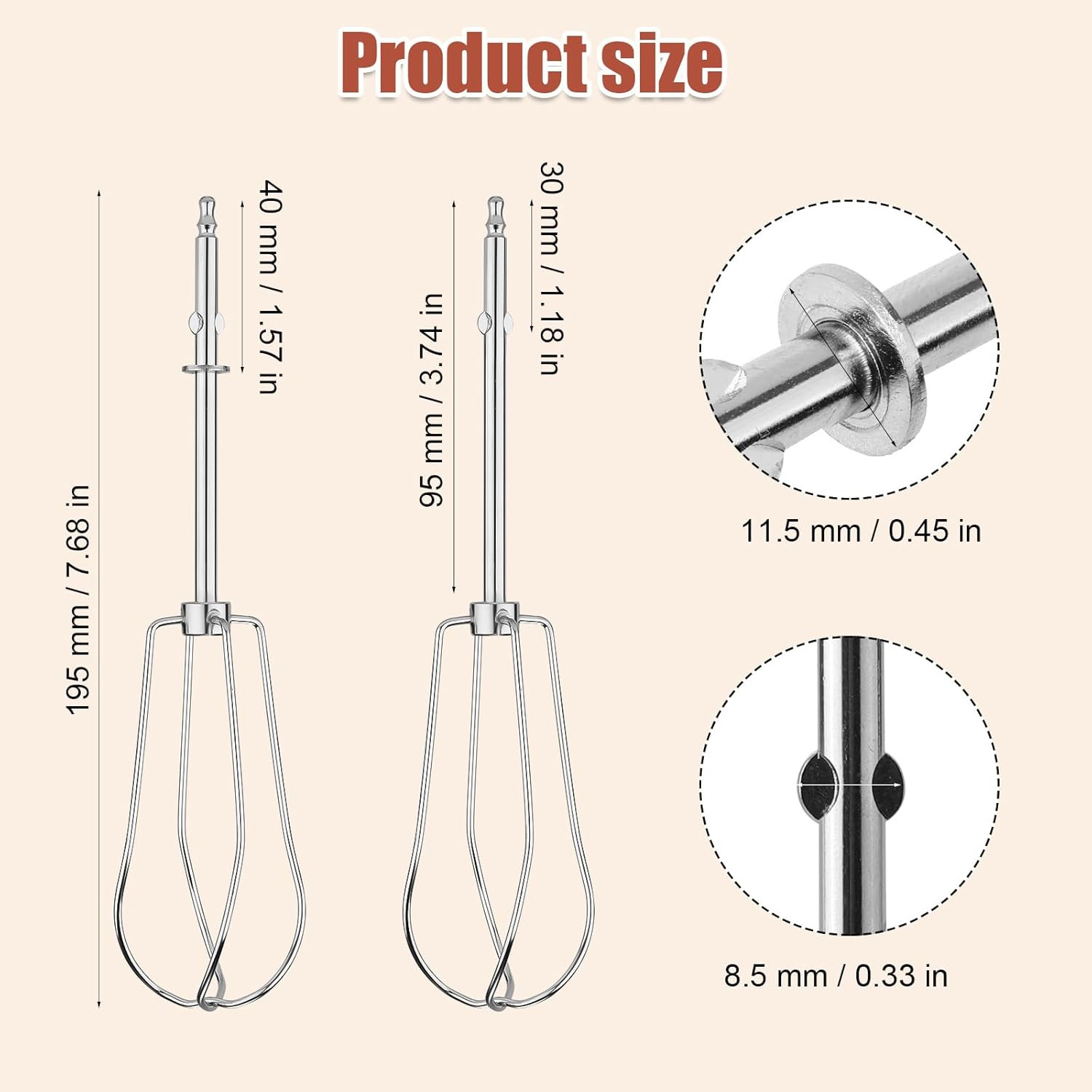 Stainless Steel Hand Mixer Beaters for Cuisinart CHM Series - 2 Pack gallery