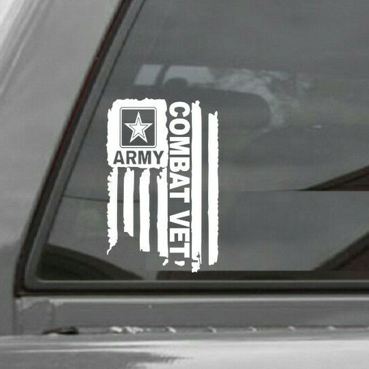 DISTRESSED UNITED STATES ARMY FLAG COMBAT VET VINYL DECAL STICKER U.S. ARMY gallery
