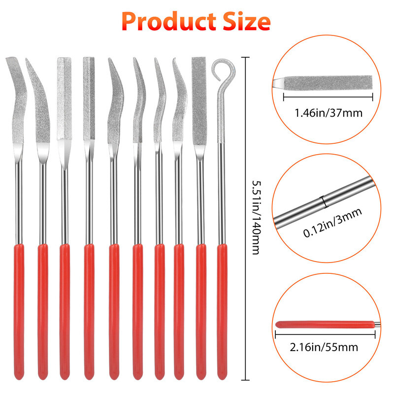 20-Piece Mini Diamond Needle File Set 3X140mm Small Metal Riffler Files Jewelers gallery