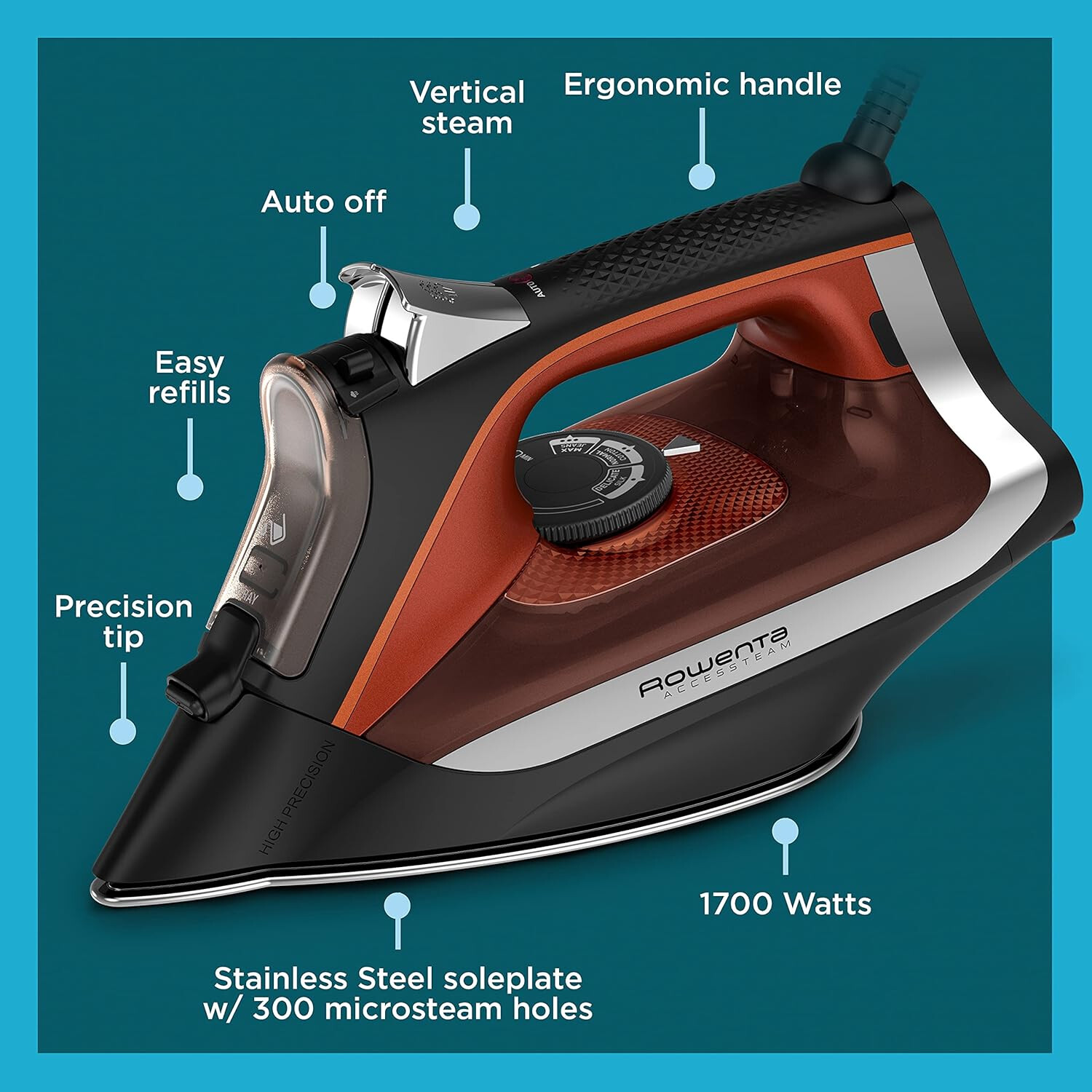 Rowenta Access 1700 Watts Stainless Steel Soleplate Steam Iron (Your Choice) gallery