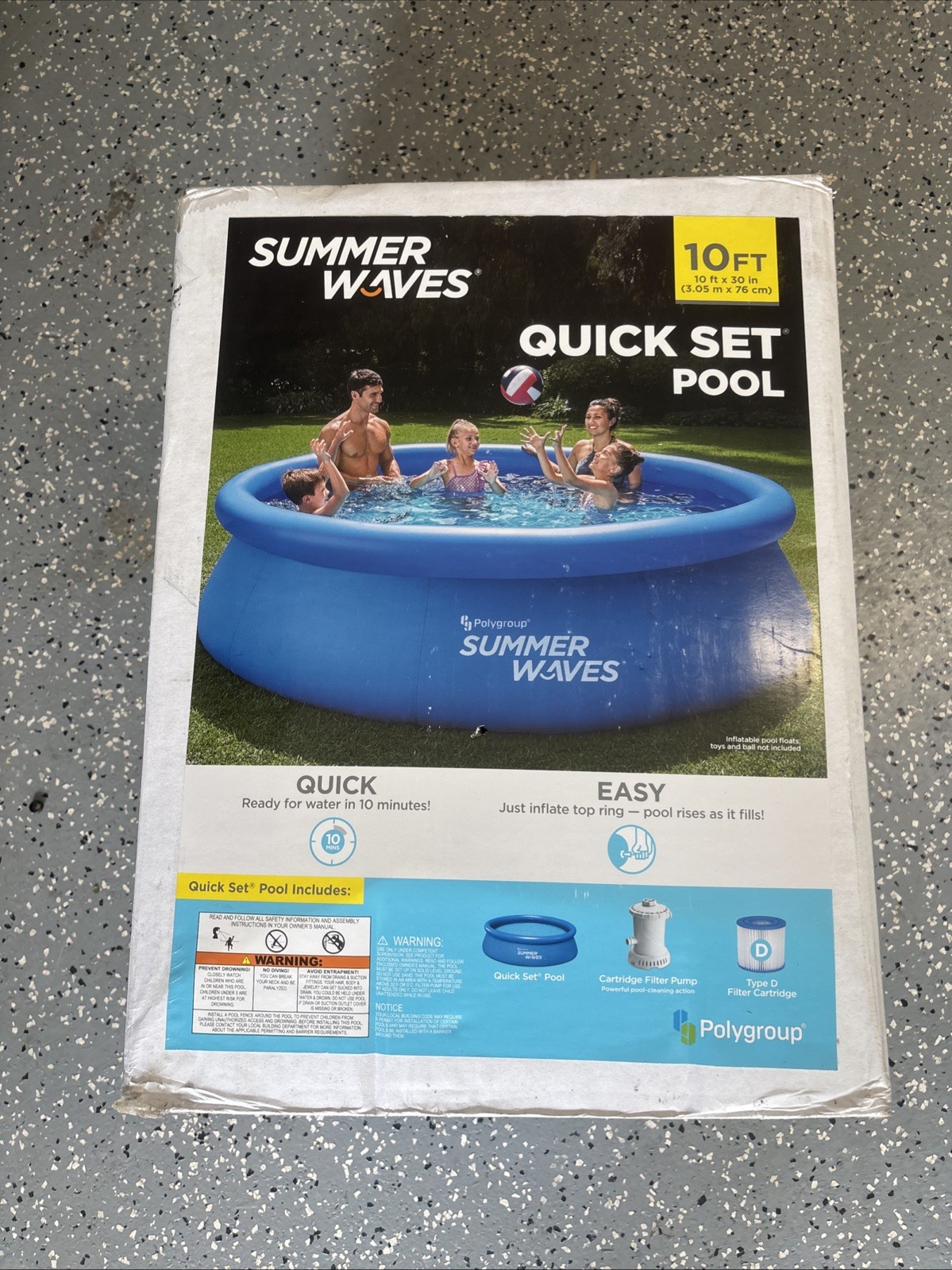 Summer Waves 10 ft 30 in Quick Set Inflatable Above Ground Pool w/ Filter Pump gallery