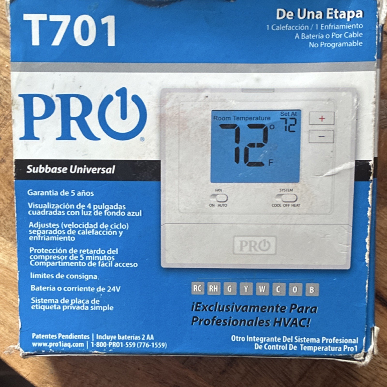 PRO1 T701 Non-Programmable 1 Heat/1 Cool Thermostat, Backlit, Subbase gallery