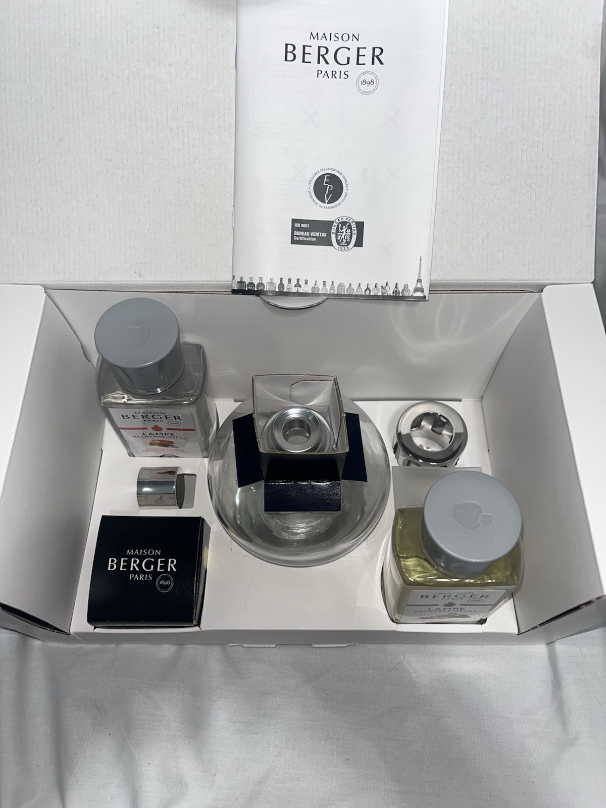 NEW! Lampe Berger Maison Paris Clear Round Glass Lamp Gift Starter Set Refill gallery