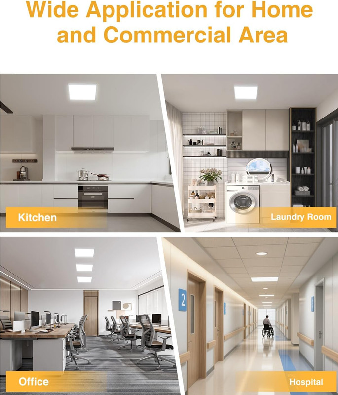 Dimmable 2X2 LED Flat Panel Light, 2 Pack, 5200LM, Selectable Wattage & Color gallery