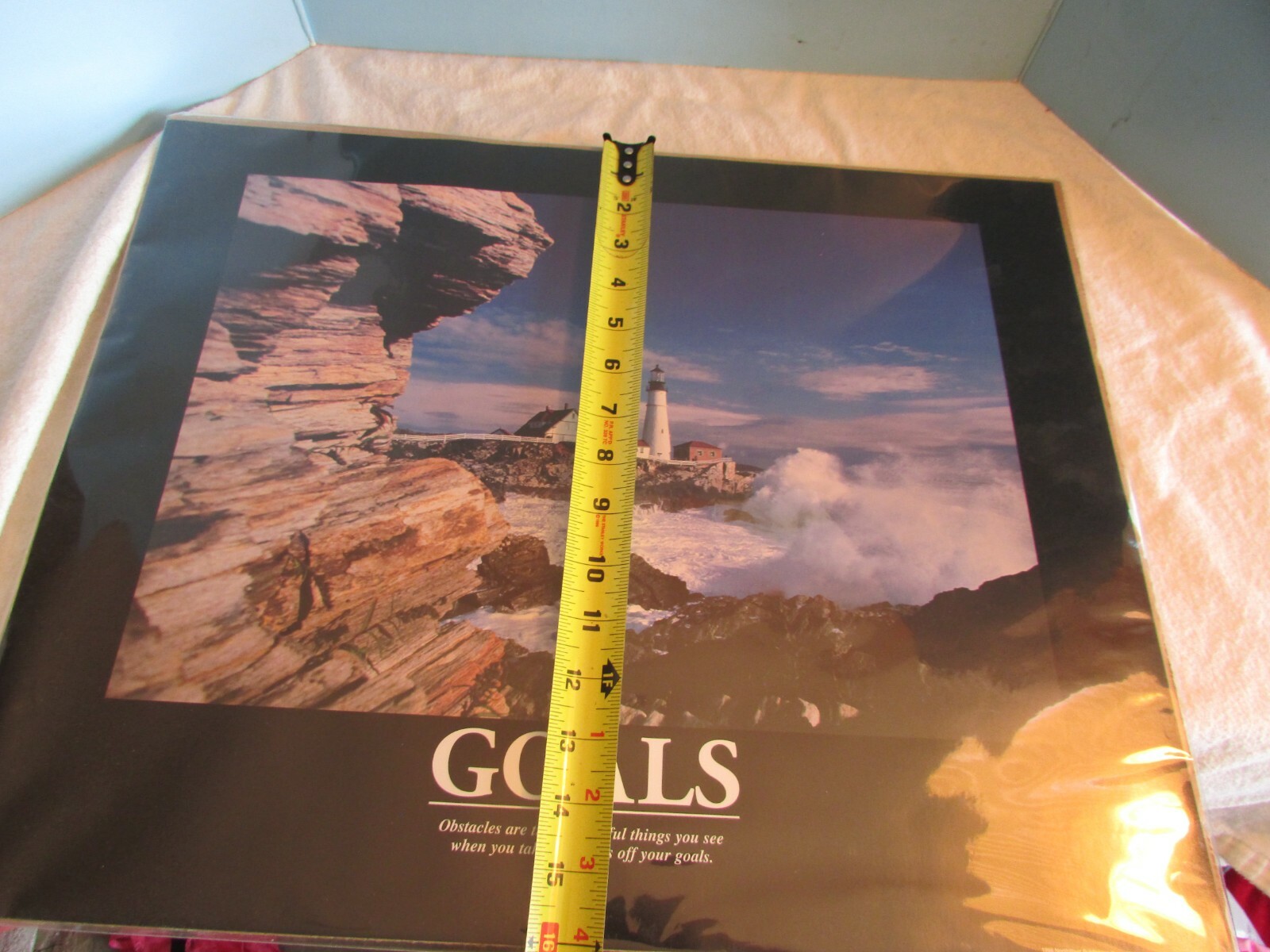 16 x 20" PRINT STONE WALL LIGHTHOUSE Sea Gulls nautical GOALS gallery