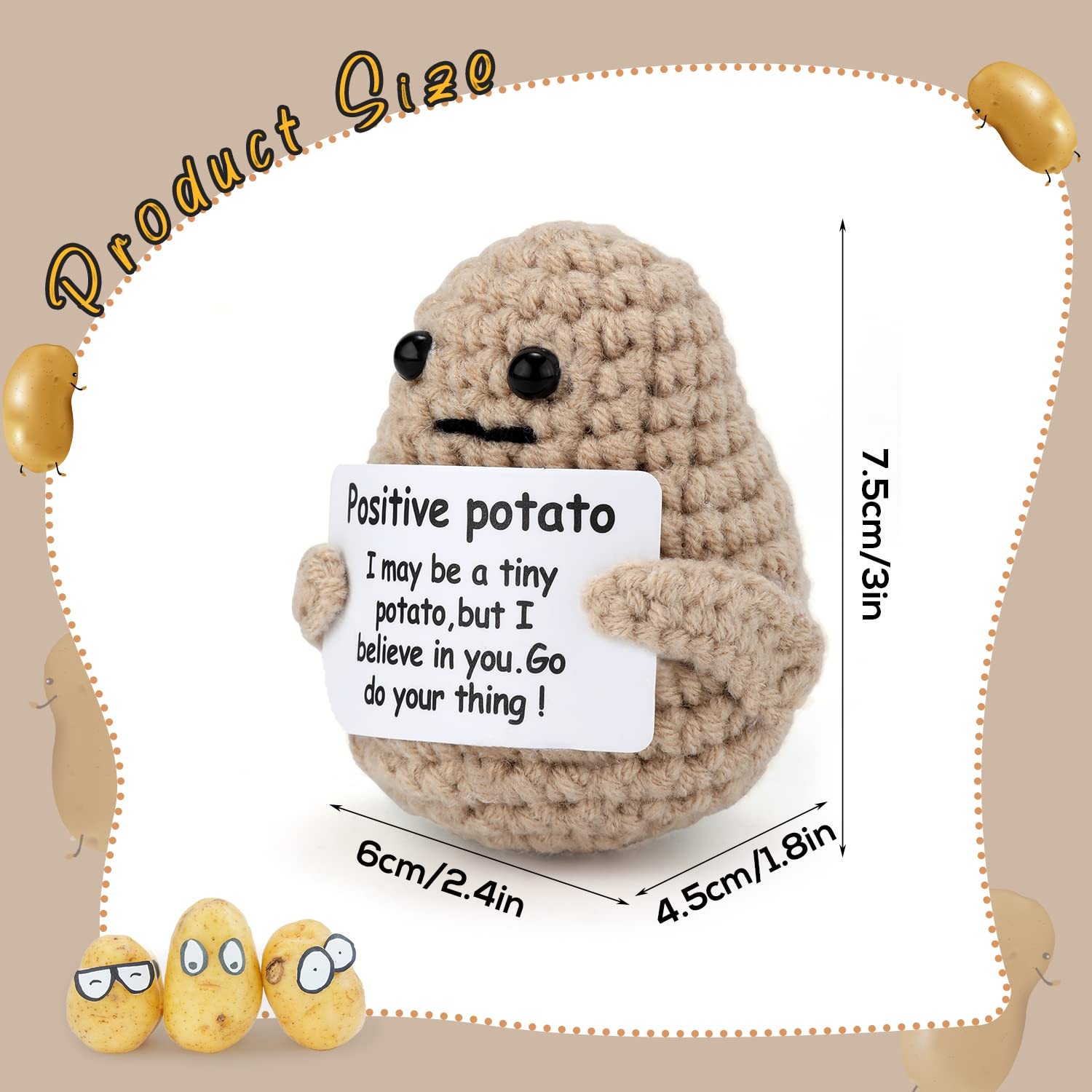 Mini Funny Knitted Wool Potato Toy with Positive Card - Creative Cute Crochet gallery