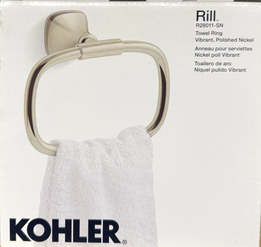 KOHLER Rill Towel Ring Vibrant Polished Nickel Wall Mount R28011-SN NEW gallery