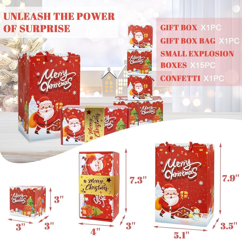 Bouncing Gift Box with Confetti 15 Count Christmas Red for Special Occasions gallery