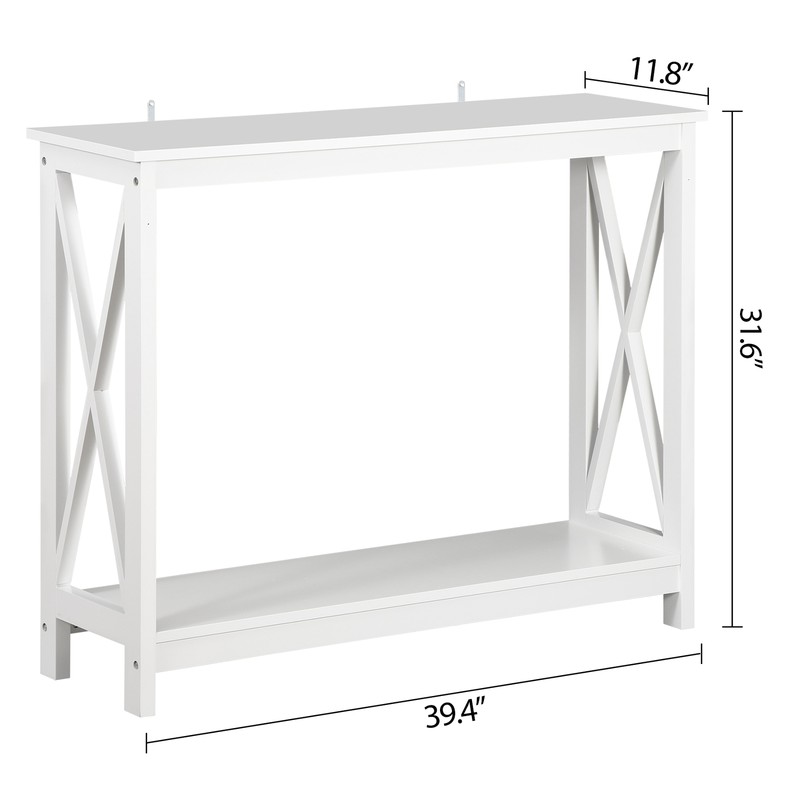 2-Tier Narrow Console Table for Entryway Storage Shelf Modern Accent Sofa White gallery