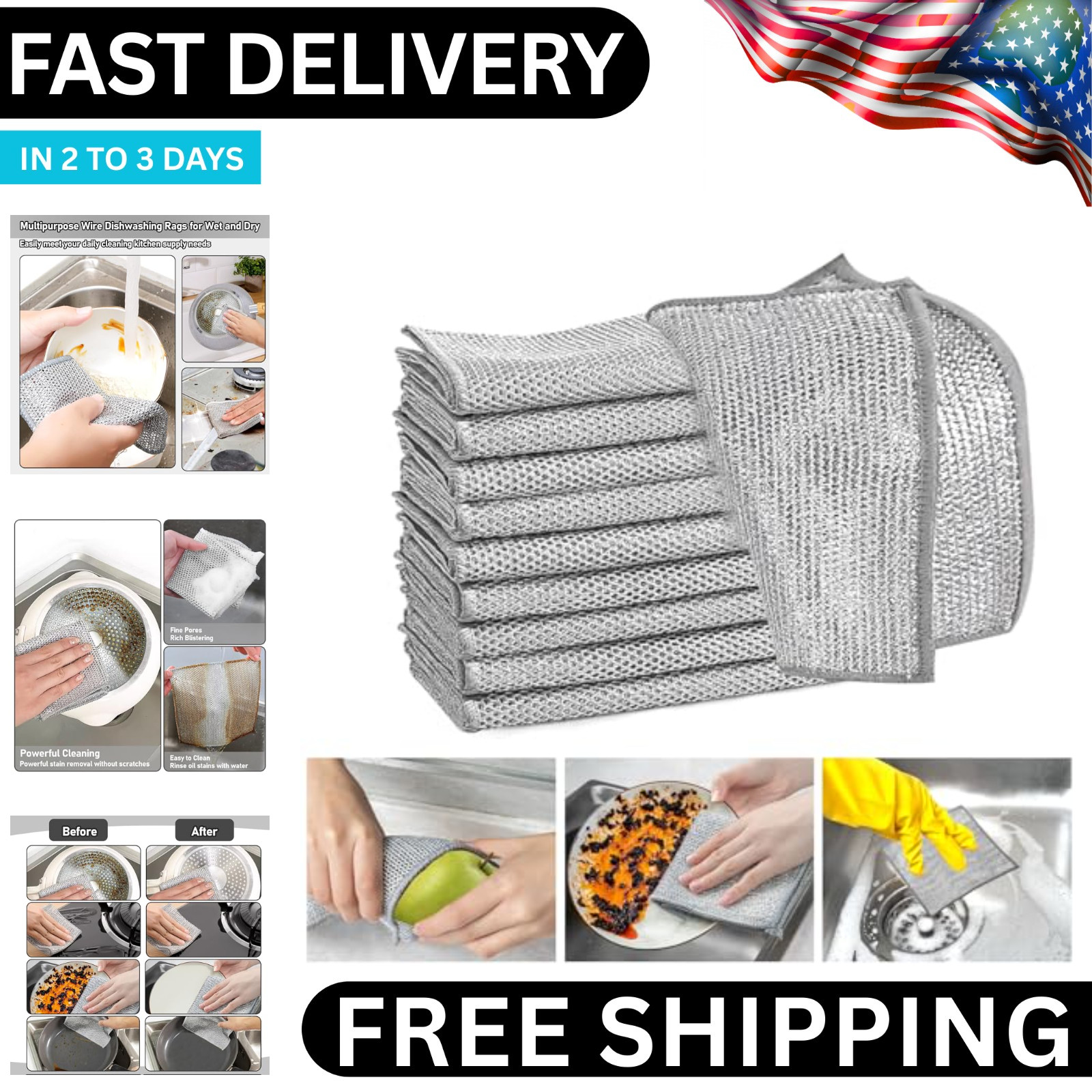 10 Pieces Dishwashing Cloth Multipurpose Premium Metal Wire Dishwashing Cleaning gallery