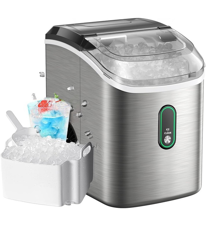 Compact Stainless Steel Nugget Ice Maker - Effortless Self-Cleaning, 33lbs Daily gallery
