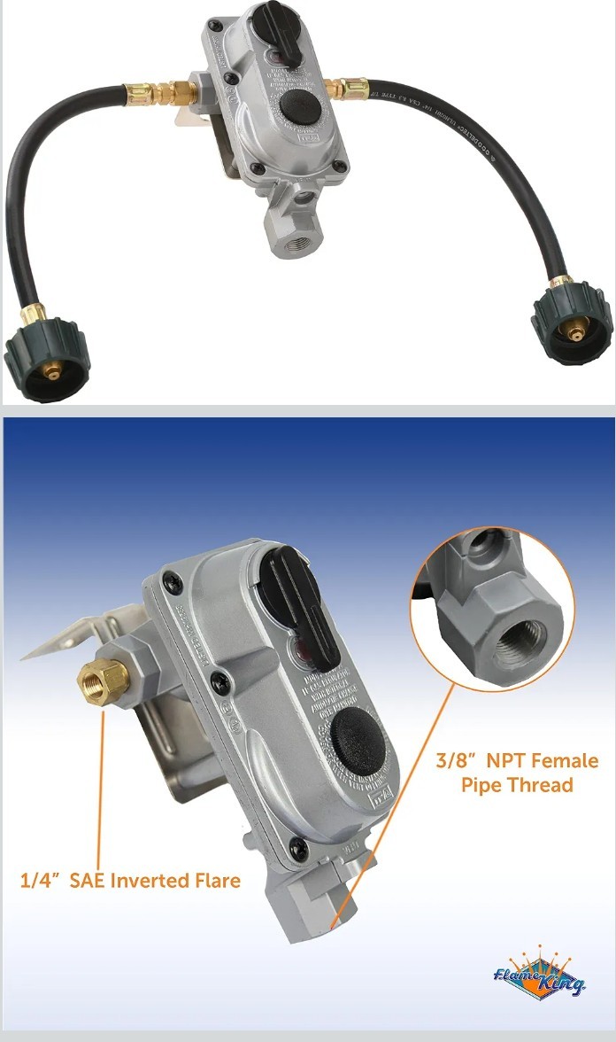 2-Stage Auto Changeover Propane Gas RV Regulator Kit with Two 12 In. Pigtails gallery