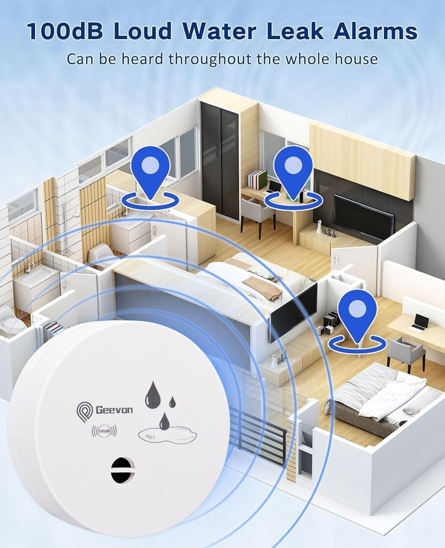 Battery-Powered 2 Pack Water Sensor Detectors – 100dB Alerts for Leak Prevention gallery