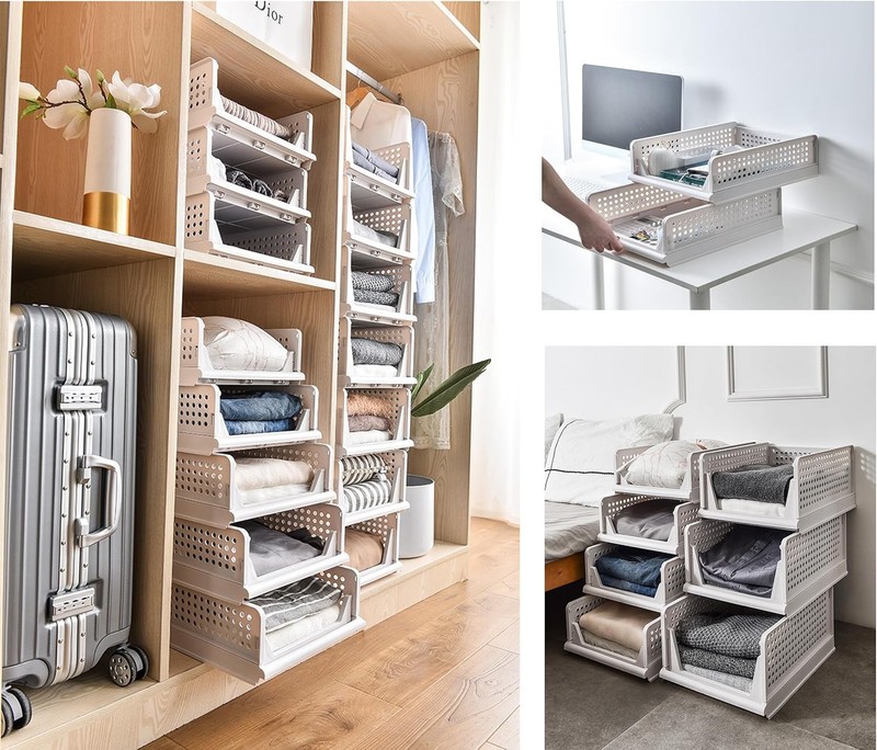 3-Piece Stackable Closet Organizer, Folding Closet Container, Storage Basket gallery