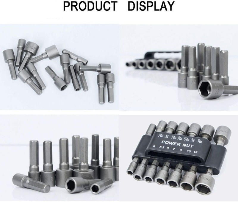 14PCS Power Nut Driver Bit Set Quick Change MM & SAE Impact 1/4" Hex Shank US gallery
