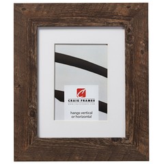 Craig Frames American Barn, 2″ Brown Oak Faux Barnwood Picture Frame With a Mat