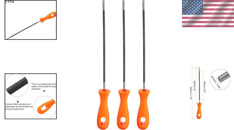 Ultimate Chainsaw Maintenance Kit - 3 Chrome Steel Files 11/64" for Precision gallery