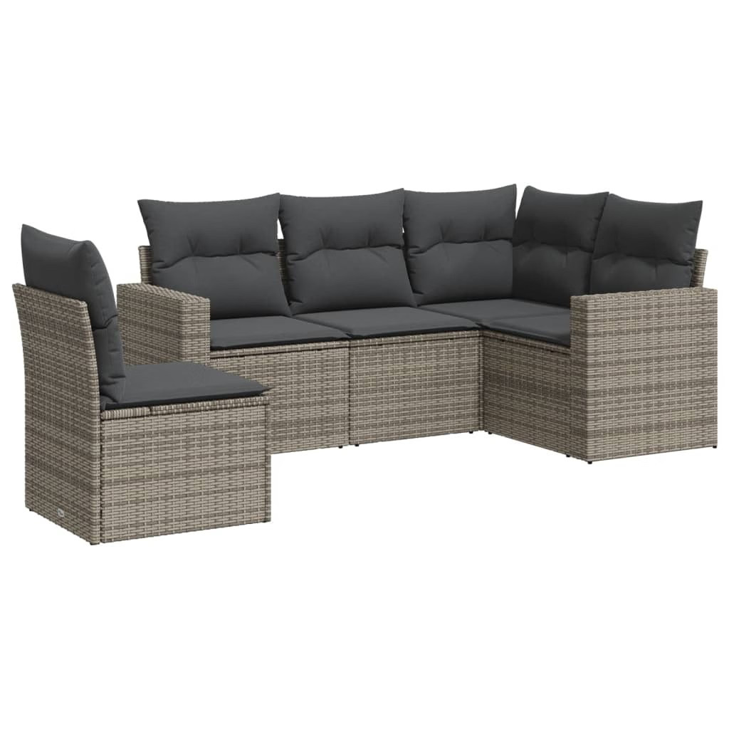 Garden Sofa Set Grey PE Rattan, Powder-Coated Steel, Polyester Fabric gallery