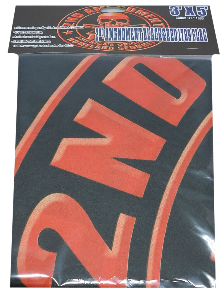 2nd Amendment 1789 Homeland Security Black Red 100D Woven Poly Nylon 3'x5' Flag gallery