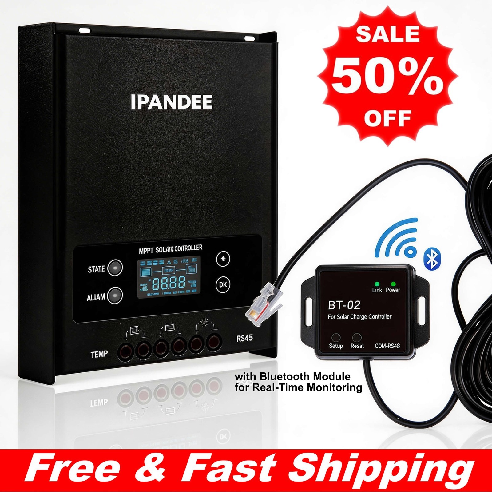 MPPT Solar Charge Controller 60A Battery Regulator 12/24/36/48V PV200V+Bluetooth gallery