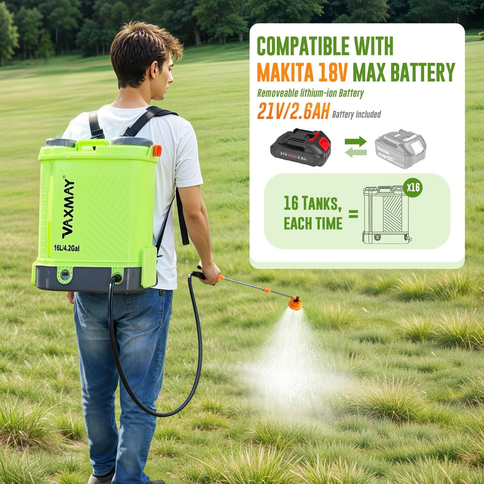 Battery Powered Backpack Sprayer 4 Gallon, VAXMAY 100 PSI Electric Graden Spr... gallery