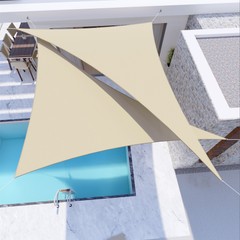 Beige 5-24FT Triangle Waterproof Sun Shade Sail Garden Pool Patio Cover