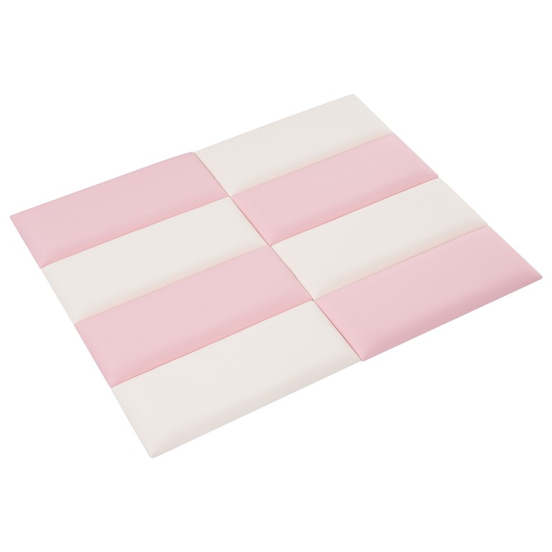 8-Pack Wall Padding Panels 20×50cm 30mm Adhesive Baby Safety White Pink gallery