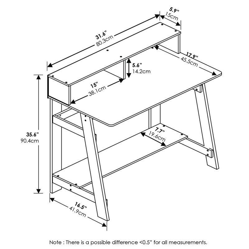 Furinno Simplistic A Frame Computer Desk, Black/French Oak Grey A-frame Design gallery