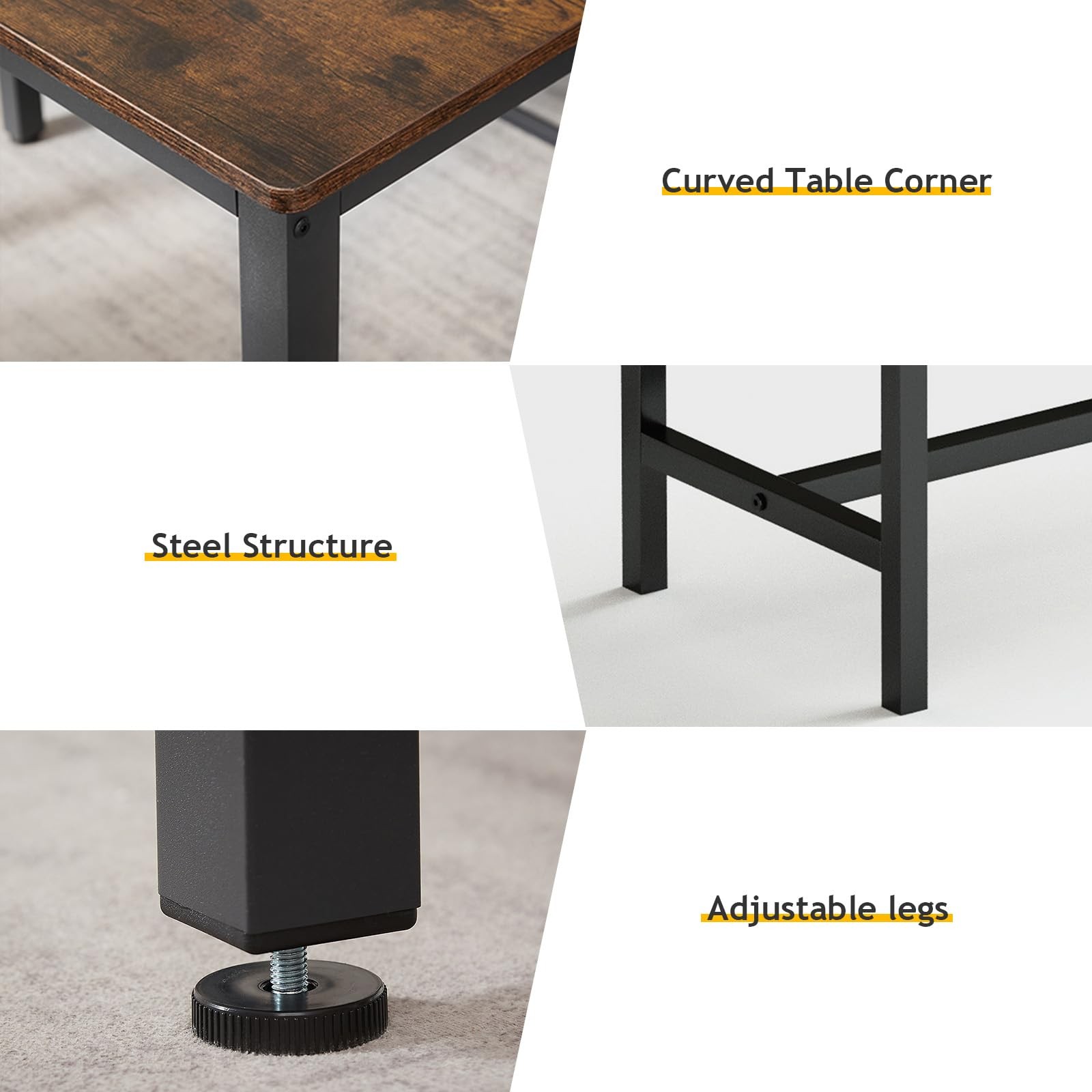 Dining Room Table Bench Set for 4, Modern Space Saving Kitchen Table with wit... gallery