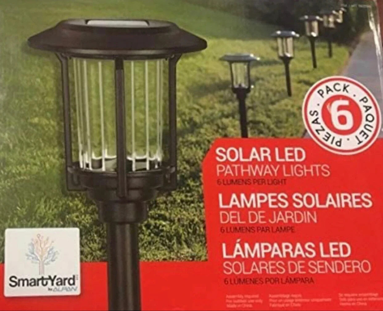 SmartYard 15-Lumen Solar Pathway Lights, Aluminum And Glass 6 Pack gallery