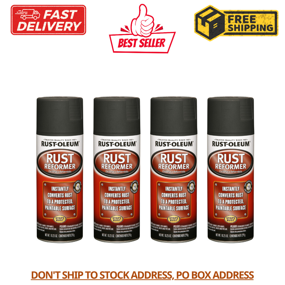 (4 Pack) Rust-Oleum Automotive Rust Reformer Flat Spray Paint, Black, 10.25 oz gallery