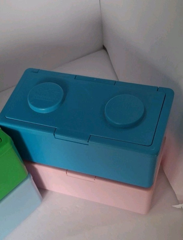 Chubs Stackables 4 Empty Building Blocks Baby Wipe Container Pastel Colors Lego gallery