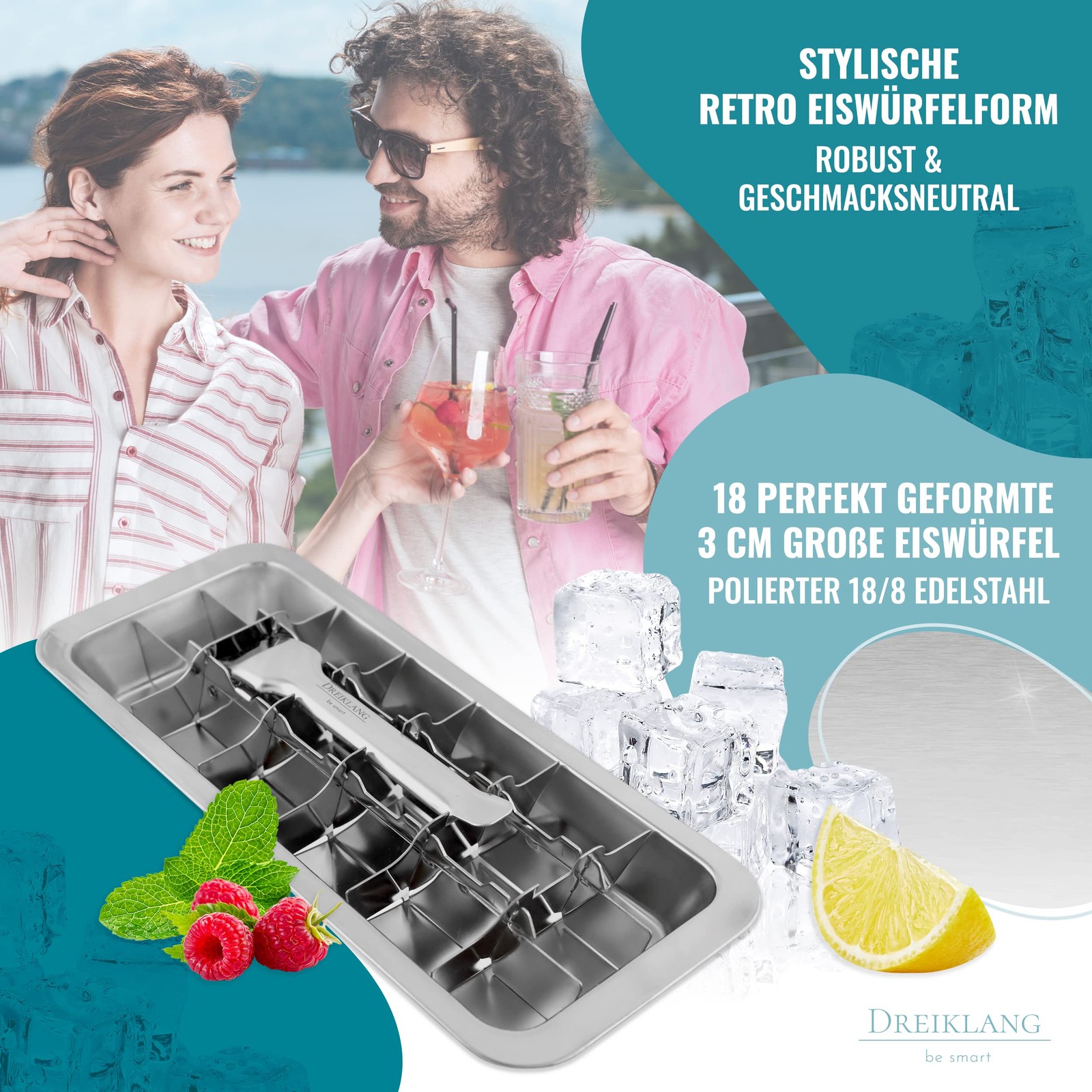 Stainless Steel Polished Ice Cube Tray Lever Insert Release Large Plastic-Free gallery